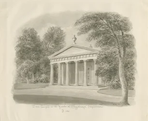 Shugborough - Templo Dórico: desenho em sépia, 1842