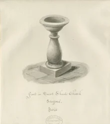Stafford - Fonte na Igreja de São Chade: desenho em sépia
