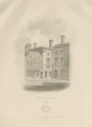 Stafford - Old Bank in Market Square: desenho em sépia