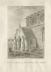 Stafford - Pórtico da Igreja de Santa Maria: desenho em sépia, 1845