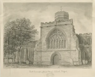 Stafford - Igreja de Santa Maria: desenho em sépia, 1840