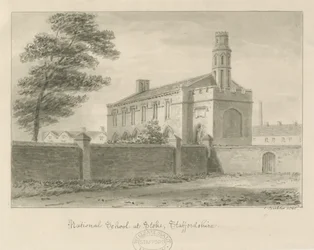 Stoke-upon-Trent - Escola Nacional: desenho a sépia, 1840