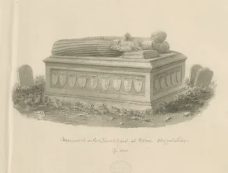 Igreja da Pedra - [Túmulo de William Crompton]: desenho sépia