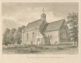 Igreja Stretton: desenho sépia, 1842