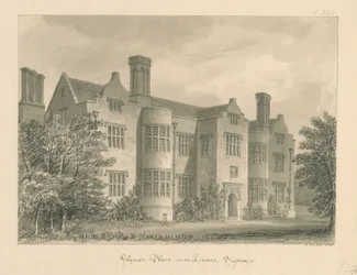 Sussex - Lewes - Glynde Local: desenho em sépia, 1830