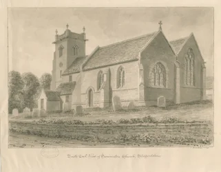 Igreja de Swynnerton: desenho em sépia, 1841