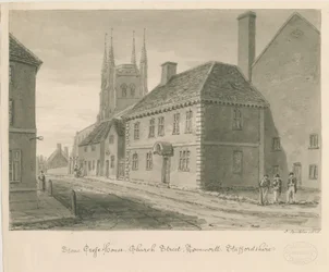 Tamworth - Stone Cross House: desenho em sépia