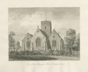 Igreja de Trysull: desenho em sépia, 1846