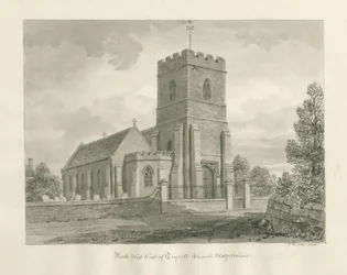 Igreja de Trysull: desenho em sépia, 1846