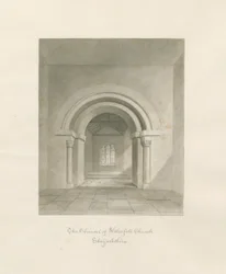Igreja da Cachoeira - Interior da Capela-mor: desenho em sépia, 1847
