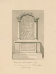 Westmorland - Igreja Appleby - Monumento a Lady Anne Clifford: desenho em sépia, 1800