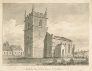 Igreja de Wetton: desenho em sépia, 1839