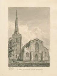 Igreja Wolstanton: desenho em sépia