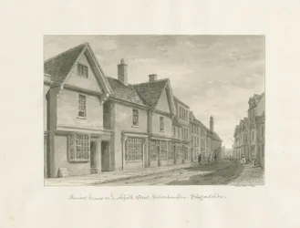 Wolverhampton - Casas Antigas na Rua Lichfield: desenho em sépia