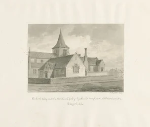 Wolverhampton - Escolas no pátio da Igreja de Santa Maria: desenho em sépia