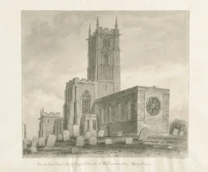 Wolverhampton - Igreja de São Pedro: desenho em sépia