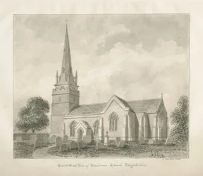 Igreja de Wombourne: desenho em sépia, 1845