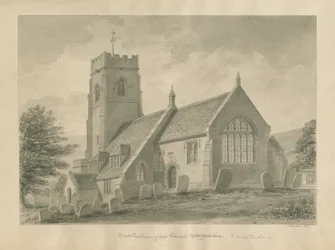 Worcestershire - Clent Church: desenho em sépia, 1847