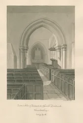Worcestershire - Droitwich - Dodderhill Church Interior : desenho sépia