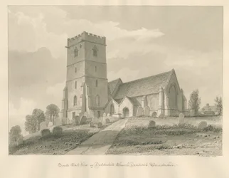 Worcestershire - Droitwich - Igreja Dodderhill: desenho sépia