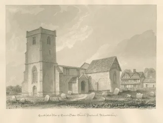 Worcestershire - Droitwich - Igreja de São Pedro: desenho em sépia, 1833
