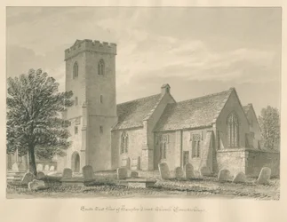 Worcestershire - Igreja de Hampton Lovett: desenho em sépia, 1833
