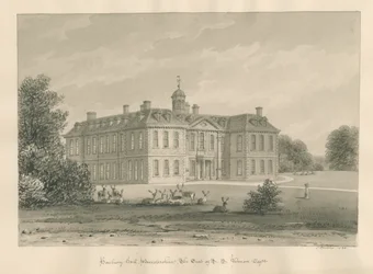 Worcestershire - Hanbury Hall: desenho em sépia, 1833