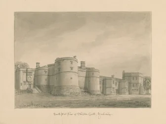Castelo de Yorkshire - Skipton: desenho em sépia, 1818