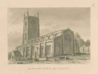Igreja de Yorkshire - Skipton: desenho em sépia, 1818