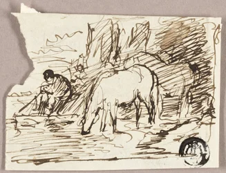 Esboço de Cavalos de Água e Pescador