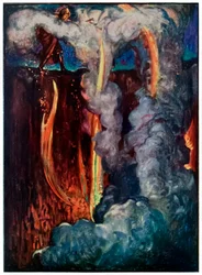 Hells Mouth from the Pilgrims Progresso deste mundo, para o que está por vir John Bunyan (1628-1688) Ilustração por Byam Shaw (1872-1919) mostrando Christian no Vale da Sombra da Morte