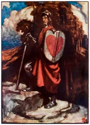 Sr. Greatheart dos peregrinos Progresso deste mundo, para o que está por vir John Bunyan (1628-1688) Ilustração por Byam Shaw (1872-1919), grande coração, Christianas protetor e companheiro leal