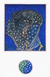 Reverie: Zamur-u-Din: Por mil anos, a noite de milhares de céus trouxe homens aqui, ilustração de The Garden of Kama (e outras letras da Índia), 1920