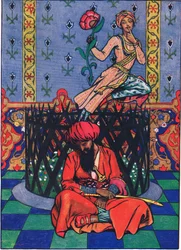 Reverie de Ormuz, o persa, ilustração de The Garden of Kama (e outras letras da Índia), 1920