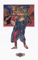 The Temple Dancing Girl, ilustração do The Garden of Kama (e outras letras da Índia), 1920
