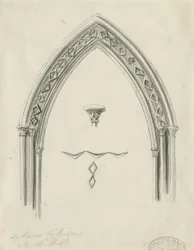 Interior da Catedral de Lichfield - Arco no corredor norte: desenho em sépia, sd [ Séc. XIX] (desenho)
