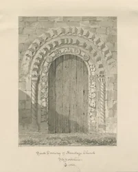 Igreja de Armitage - Porta Sul: desenho sépia, 1823
