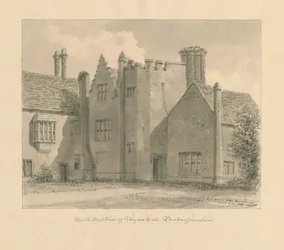 Buckinghamshire - Chenies Hall: desenho em sépia, 1824