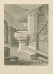 Fonte na Igreja de Cannock: desenho em sépia, 1841