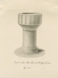Fonte na Igreja Enville: desenho sépia, 1820