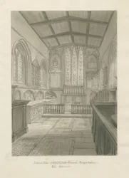 Interior da Igreja de Blithfield: desenho em sépia