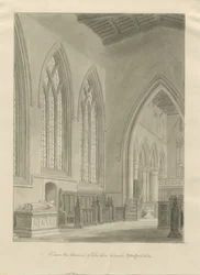 Interior da Igreja de Checkley: desenho em sépia, 1841