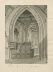 Interior da Igreja de Leigh: desenho em sépia, 1841