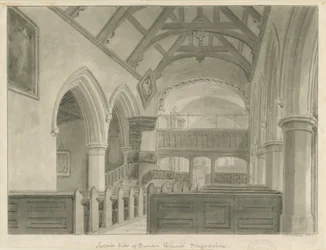 Interior da Igreja Sandon: desenho em sépia, 1841