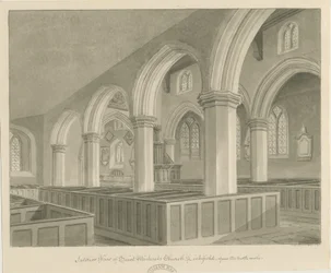 Lichfield - Interior da Igreja de São Miguel: desenho sépia