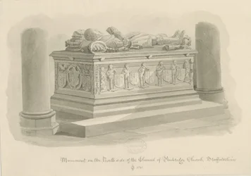 Igreja Penkridge - Túmulo de [Sir Edward Littleton]: desenho sépia
