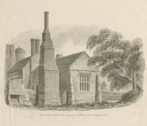 Pillaton Hall - Chapel: desenho em sépia