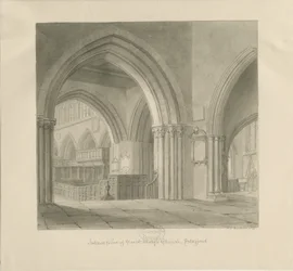 Stafford - Interior da Igreja de Santa Maria: desenho em sépia, 1841