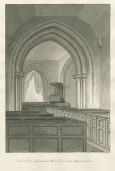 Worcestershire - Droitwich - Dodderhill Church Interior : desenho sépia