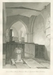 Worcestershire - Droitwich - Interior da igreja de Saint Andrew: desenho em sépia, 1833